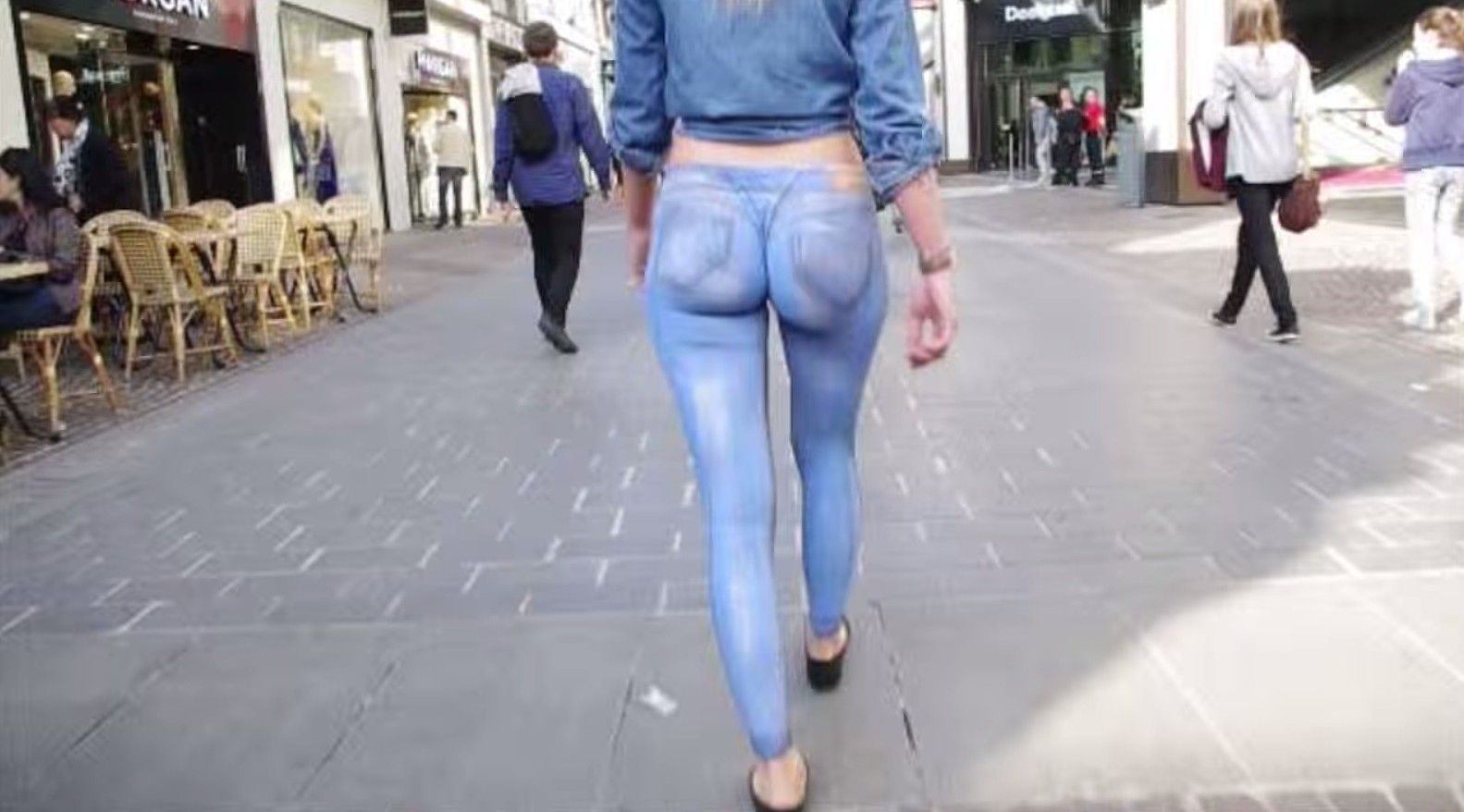 Mr. M. recommendet Skimpy Halloween Costume - Wife Walks Down Busy Street In Costume & Thong.