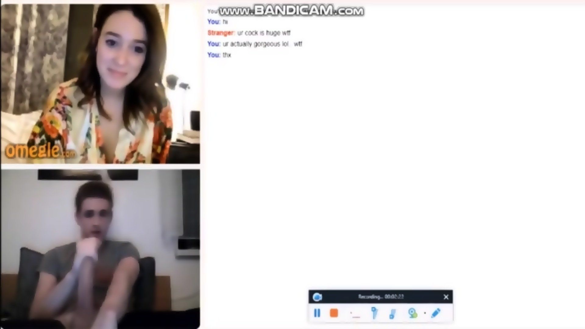 Omegle girl flashes tits blows