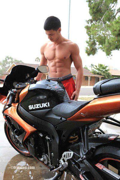 best of On motorcycles hunks Naked