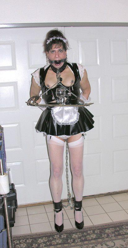 Latex maid bondage
