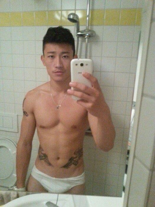 Sexy naked asian male butt