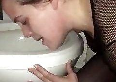 best of Toilet lick piss stupid gaping slut drink