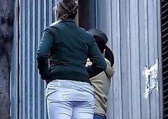 Wetting jeans outdoors public pants